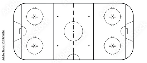 Photography Ice hockey rink schematic diagram with rink plan blue line red line stadium plan