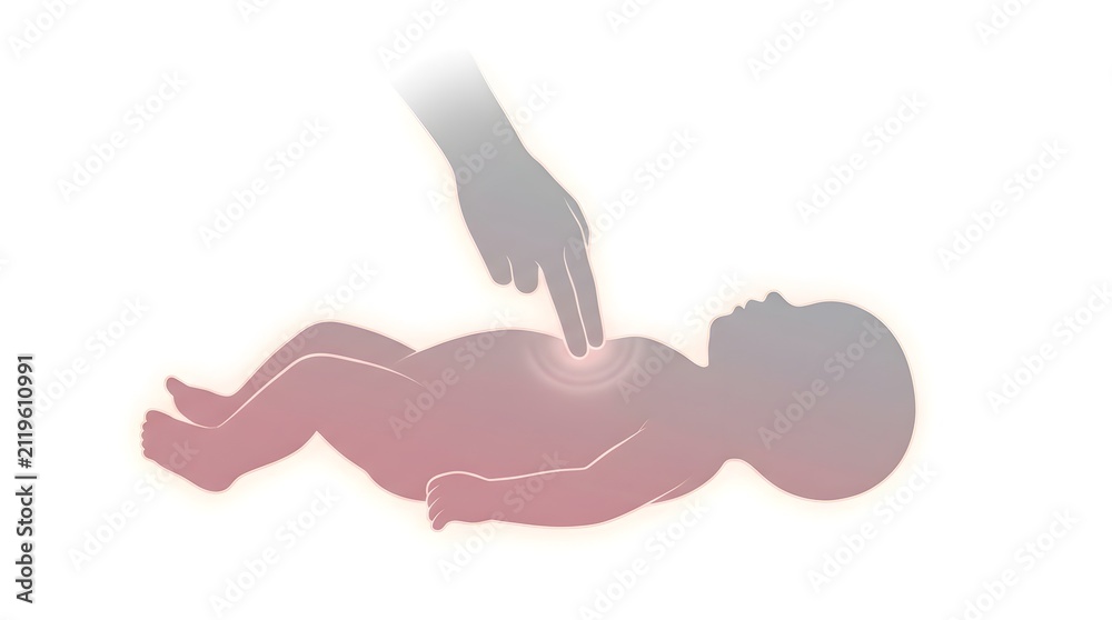 Fototapeta premium Infant chest compressions for cardiopulmonary resuscitation