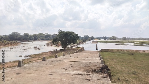 Принти на полотні Flooded landscape with people