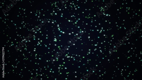 slow flowing green and white space dust abstract background