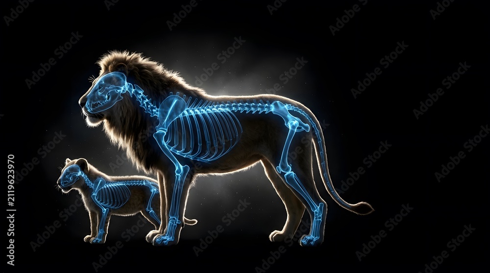 Fototapeta premium Futuristic glowing wireframe horse on a dark background