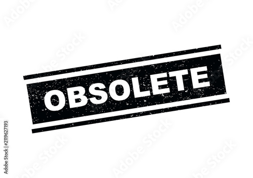 Quadro su tela Black rubber stamp with the word obsolete in a vintage grunge ink texture style