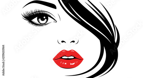 фотографія Minimalist vector illustration of a woman with clean line art, featuring an elegant silhouette and facial profile on a white background for contemporary graphic design projects