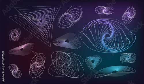 Gradient Geometric Swirl Shapes Elements Set