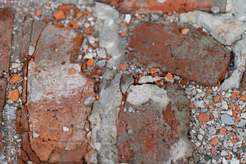 Konstfotografi Weathered brickwork reveals stories of time in a forgotten alley, where nature a