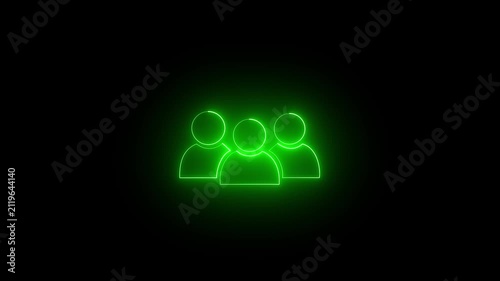 Green color Three man icon animated Team Work Icons conception. Teamwork, group of people, organization, partnership concept man icon. Neon group people icon on 4k video