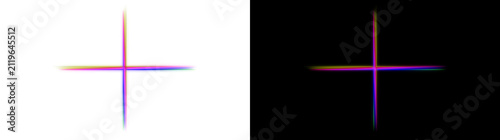 Foto Pink magenta violet light cross beam on transparent background, glowing neon plu