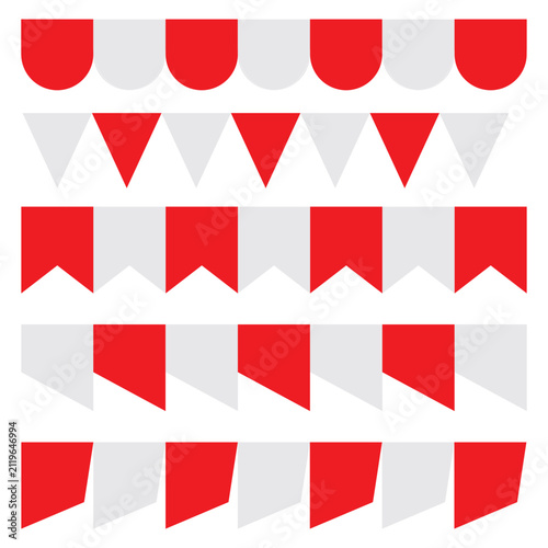 Картината върху платно Colorful Red and White Banners and Flags for Celebration.