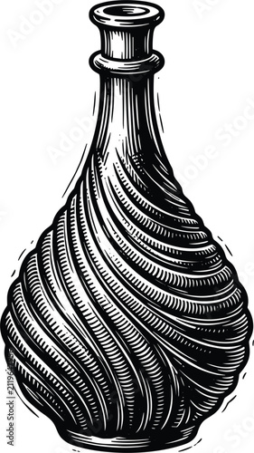 Canvastavla Vintage glass bottle sketch vector illustration for potion elixir perfume oil co