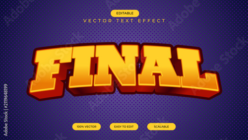 Final golden and red glossy style editable text effect