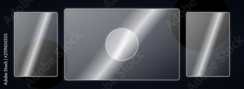 Modern design with three panels with cutout black background panels circular sleek modern interface template resource graphic glass morphism