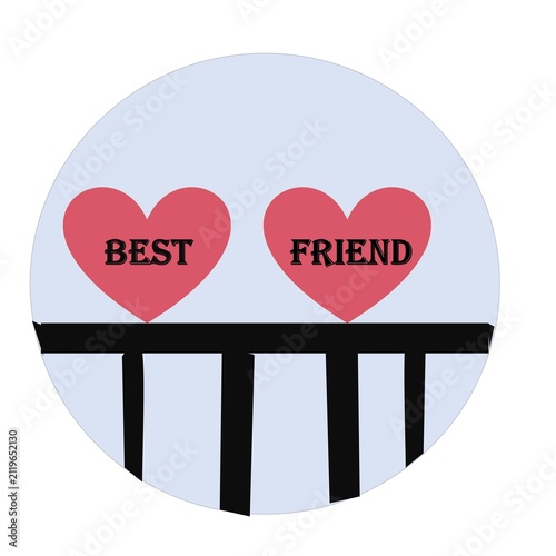  Best Friend Coral Hearts on Minimal White Background
