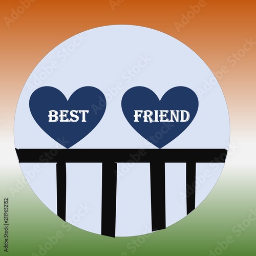 Best Friend Hearts Illustration with Tricolor Gradient Background