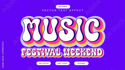 Music festival weekend editable text effect retro 90s style