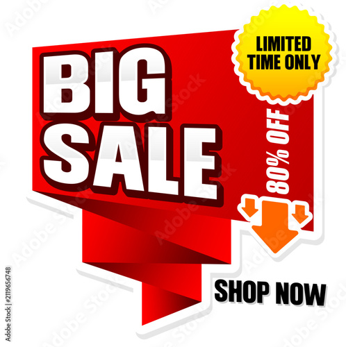 Big Sale Limited Time Only, vector banner featuring bold modern typography for retail promotions, flash sales, ecommerce stores, supermarkets, shopping events, website banners, posters, flyers,