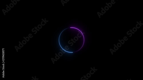 Blue and Purple Neon Glowing Circle Loading Loop on Black Background