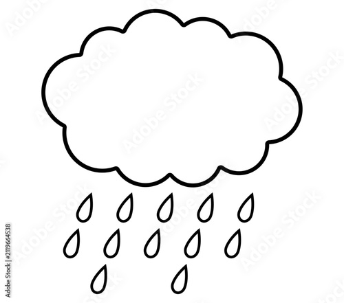 シンプルな黒い線の雨と雲　天気アイコン