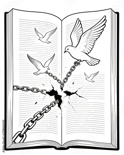 International day for the remembrance of the slave trade and its abolition concept with flying dove breaking chains