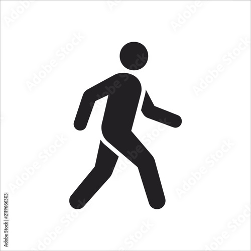 Black silhouette walking man icon vector illustration isolated on white
