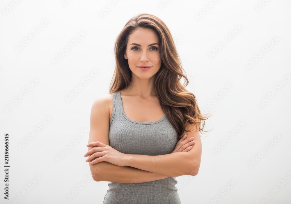 Fototapeta premium Woman with arms crossed looking confident in workout clothes