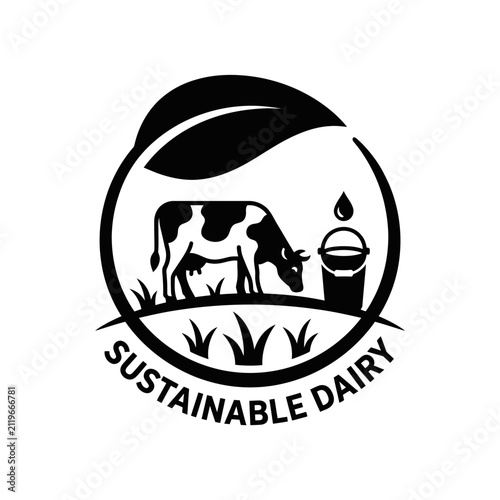 Sustainable Dairy Farm Cow Graphic Vector Illustration Design Element