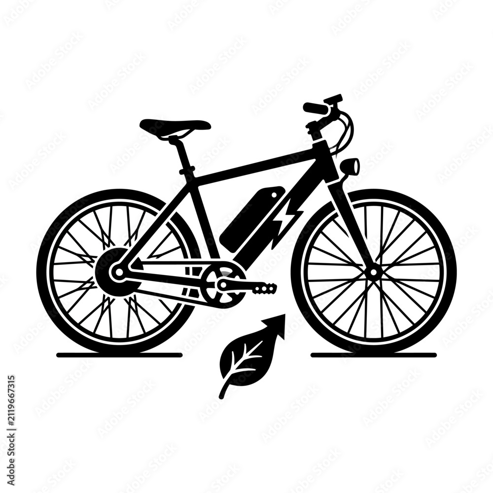 Fototapeta premium Modern Electric Bicycle Eco Transport Vector Illustration Silhouette
