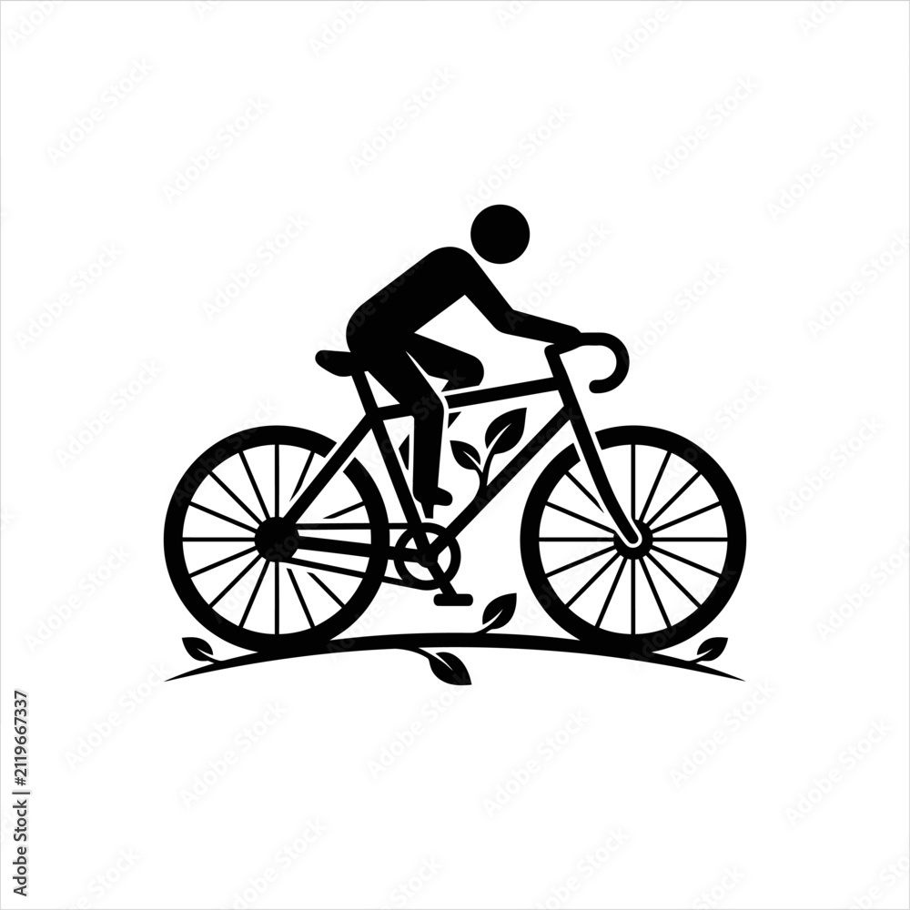 Fototapeta premium Eco Friendly Bicycle Rider Silhouette Vector Illustration Icon