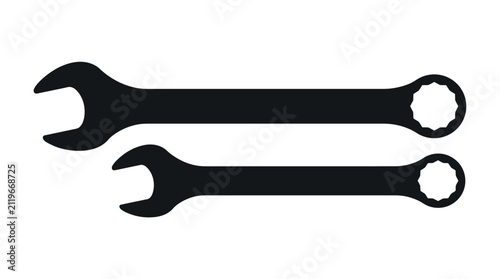 Wrench Set Silhouette On White Background Tool Illustration