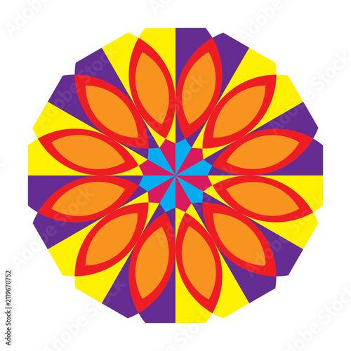 Abstract Vibrant Geometric Floral Mandala Vector