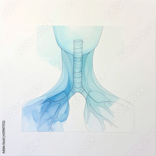 Abstract Blue Human Spine and Nervous System Illustration.