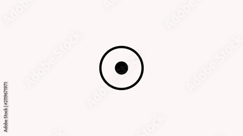 A simple displaying a solid black circle enclosed by a thin black ring, centered on a very pale pink or off-white background, offering a subtle and clean.