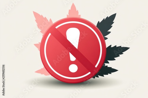 Label-Ready Delta-8 Warning Graphic: Bold Red Badge with Exclamation and Leaf Motif