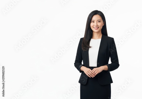 Young asian businesswoman smiling in professional office wear