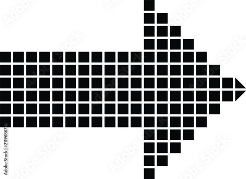 Pixel art design of an arrow pointing to the right  made of small squares