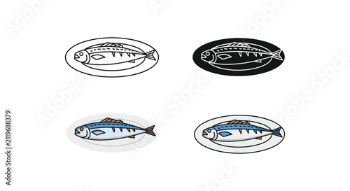 Vintage Fish and Fishing Themed Stamp Collection Vector Set for Creative Design and Decorative Labels