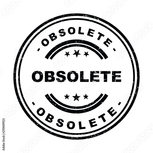 фотографія Black round rubber stamp with the word obsolete written in the center isolated o
