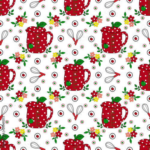 Apple kitchen collection seamless pattern. Vector illustration EPS file digital download for print, printable, wallpaper, background, decoration, texture, textile and many projects.