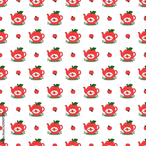 Apple kitchen collection seamless pattern. Vector illustration EPS file digital download for print, printable, wallpaper, background, decoration, texture, textile and many projects.