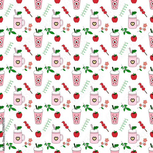 Apple kitchen collection seamless pattern. Vector illustration EPS file digital download for print, printable, wallpaper, background, decoration, texture, textile and many projects.