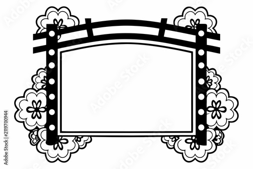 Traditional Japanese decorative frame design. Elegant floral border with geometric accents for cultural art projects.
