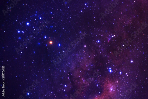 Night sky space background, Starry universe in dark blue sky, Milky way galaxy with stardust field in deep universe
