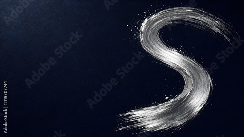 A single paint brush stroke in an s shape on a dark textured generated using ai