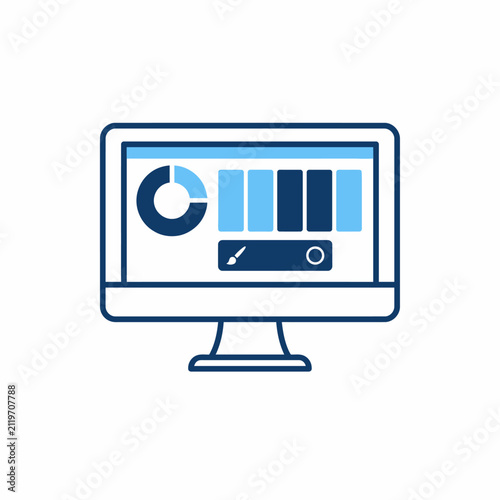 Computer Monitor Dashboard Interface Line Icon
