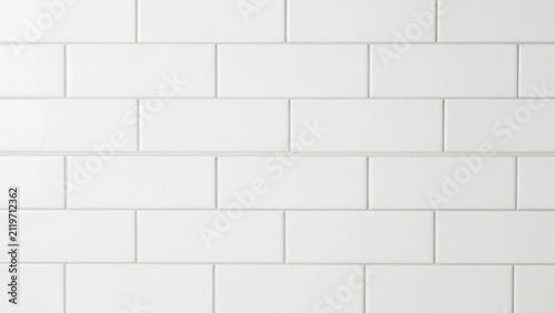 White ceramic subway tiles with rectangular pattern
