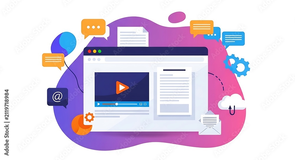 Fototapeta premium Digital Marketing and Content Creation Concept Illustration for Web Platforms