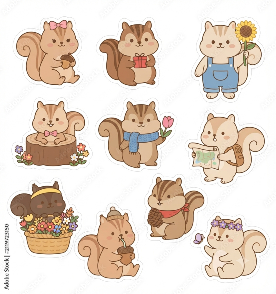 Obraz premium Cute Squirrel Character Vector Illustration