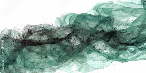 Canvastavla Emerald Smoke Wisps abstract formation of ethereal green and black wisps resembling smoke or ethereal gas, with a hint of particulate matter suspended within, against a clean backdrop