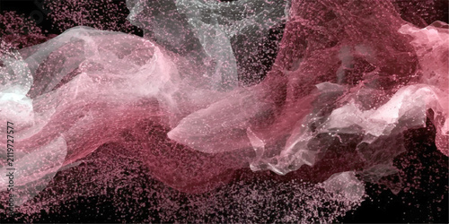 Foto Abstract Crimson Swirls ethereal crimson and silver particles swirl and coalesce in an abstract dance, creating a visually striking and dynamic composition