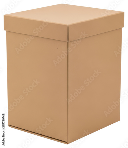 Brown cardboard gift box for shipping and storage on a transparent background