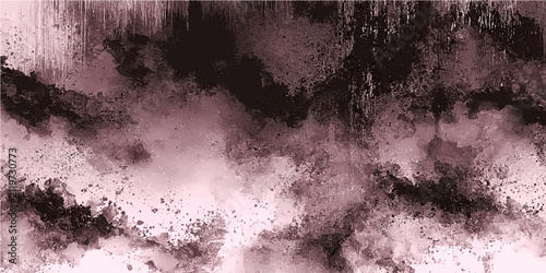 Принти на полотні Abstract art with dark and light pink watercolor splash texture and grunge elements resembling natural landscape and celestial cloud formations for background design